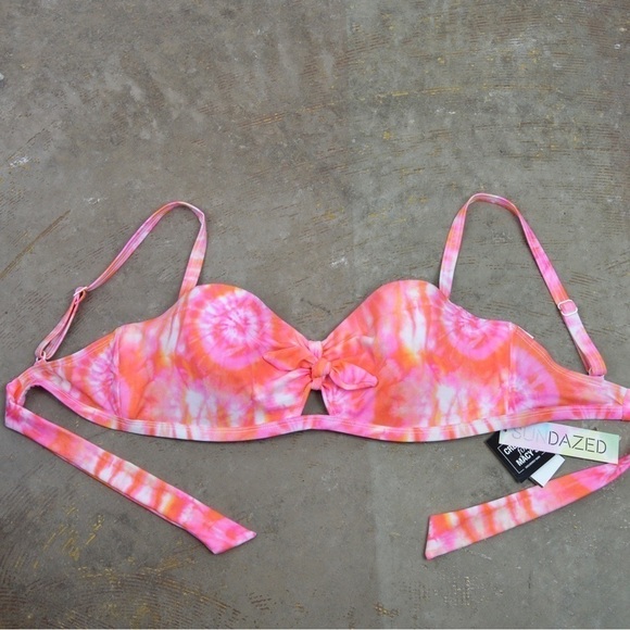 SUNDAZED Beka Tie-Dyed Bow Bikini Top, 32DD and 34D, New with Tags - Picture 5 of 12